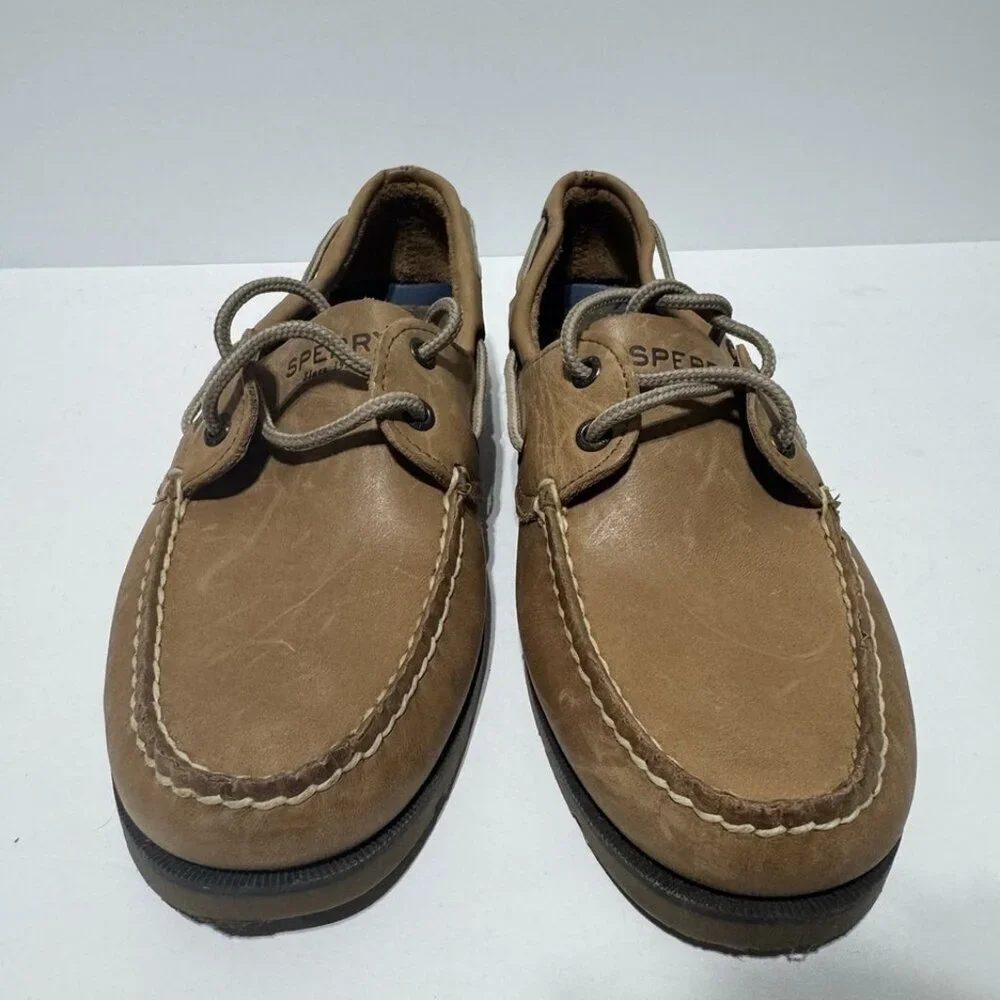 Sperry Mens Leeward 2 Eye Boat Shoes Tan Size 8.5 M